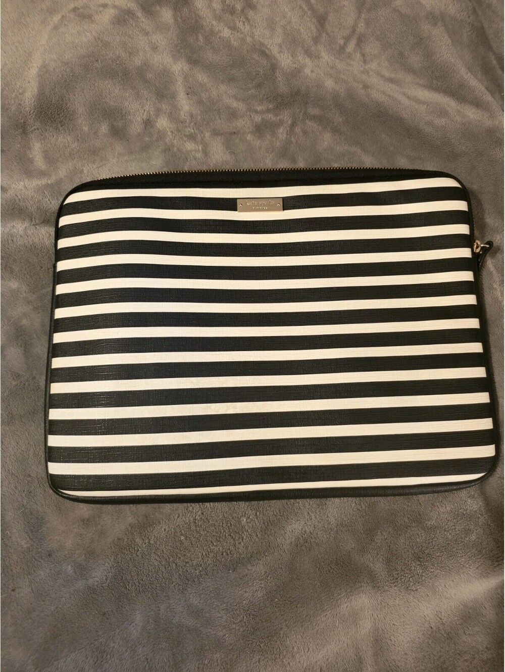 Kate Spade Black and White Striped Laptop Sleeve